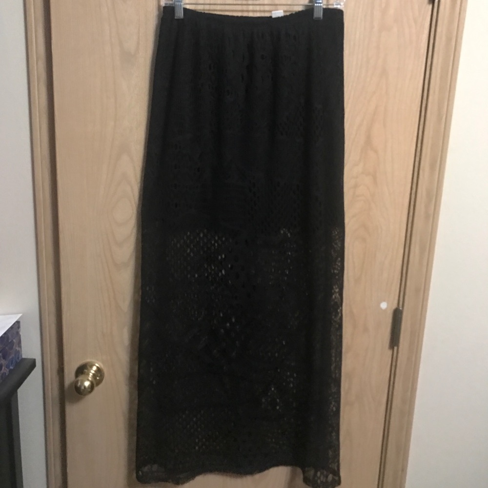 Black lace maxi skirt